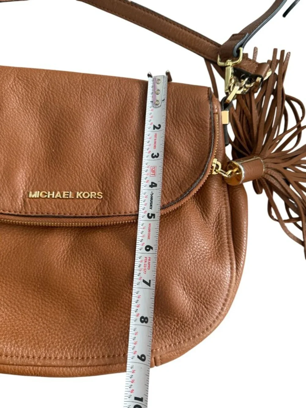 MICHAEL KORS Tan Pebble Leather Crossbody Two Way Bag